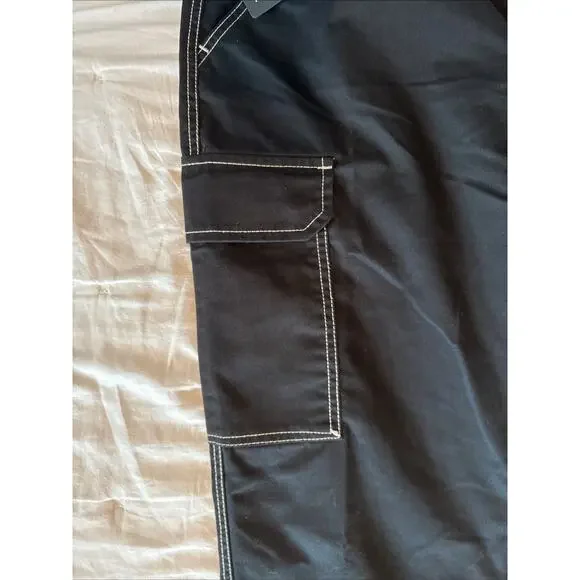 NWT True Religion Outline Graphic Letter Cargo Pants Jet Black Size 36 Rare Y2K